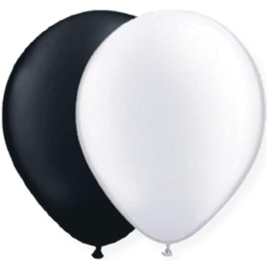 JAM Paper 12" Black & White Latex Party Balloons, 3 Packs of 12